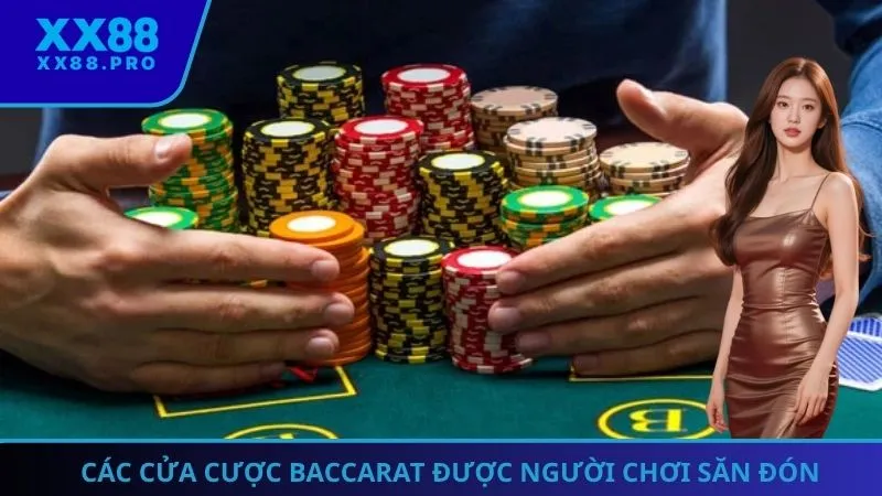 Các cửa cược trong cách chơi Baccarat được nhiều lượt yêu thích